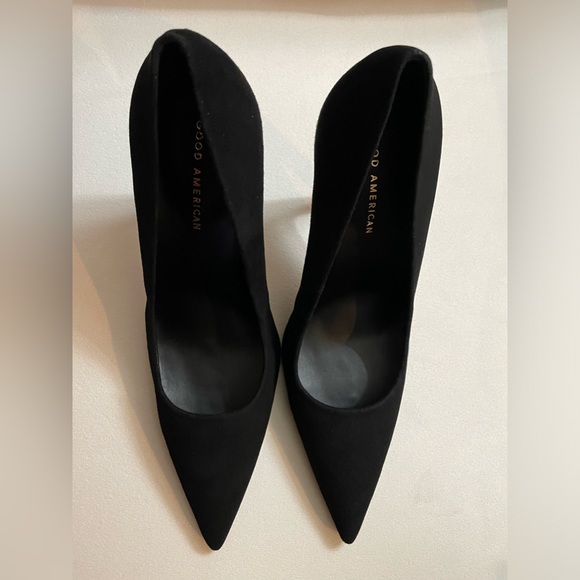 NIB Good American Black Suede Heels Pumps Size 8 - Picture 10 of 10